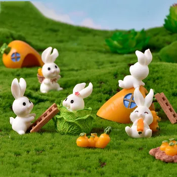 Милый Мультяшный Морковный Кролик Райские украшения Для Украшения дома Детский игровой подарок Микро Пейзаж Миниатюрный Декор рабочего стола