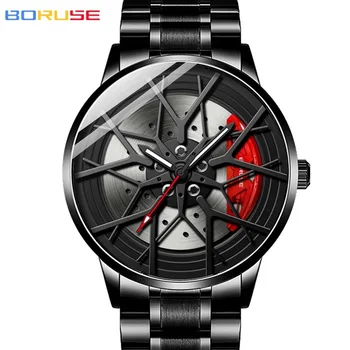 Модные водонепроницаемые мужские часы со светящимися колесиками, часы для бизнеса, спорта и отдыха, кварцевые стальные часы