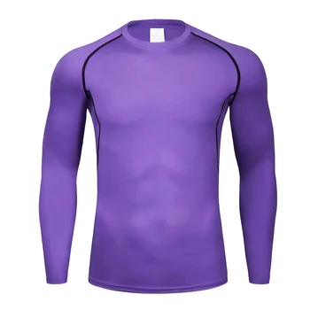 Мужская одежда для фитнеса, бокс, длинные рукава, Спортивная облегающая футболка с длинным рукавом, быстросохнущая, стрейчевая, для бега, компрессионная, велосипедная основа