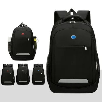 Мужская однотонная деловая повседневная сумка для ноутбука, Студенческий дорожный простой многослойный рюкзак для хранения предметов