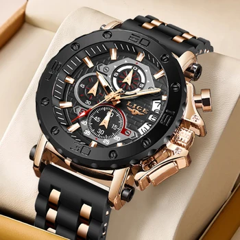 Мужские часы LIGE, лучший бренд класса люкс, силиконовый ремешок, водонепроницаемый спортивный кварцевый хронограф, военные часы, мужские часы Relogio Masculino