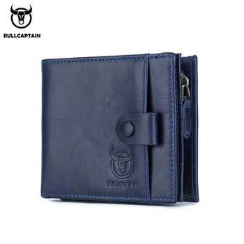 Мужской кошелек BULLCAPTAIN RFID, кожаный мужской кошелек для монет, кошелек на молнии, держатель для карт, сумка для кредитных карт