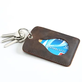 Мужской футляр для карт из натуральной кожи, тонкий чехол для банковских карт, ретро Дизайнерские держатели удостоверений личности, маленький футляр для защиты кредитных карт