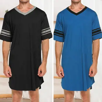 Мягкая мужская летняя футболка, Тонкая летняя домашняя одежда, Халат Свободного контрастного цвета, Мужская летняя футболка, Домашняя одежда