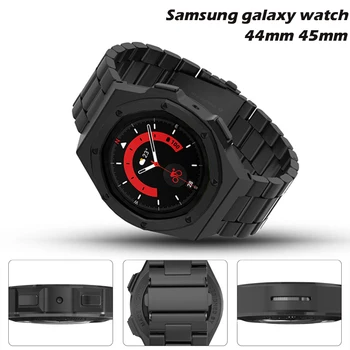 Набор модов Для Samsung Galaxy watch4/5 44 мм Металлический Корпус Ремешок из нержавеющей Стали Galaxy Watch 5 Pro 5Pro 45 мм Модификация Аксессуаров