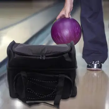 Нейлоновая сумка для боулинга для двойных мячей, сумка для шаров для боулинга, карман для хранения, вмещает одну пару обуви для боулинга, аксессуар для боулинга