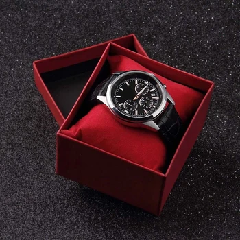 Новая красная коробка для часов, картонная подарочная коробка, прямоугольная высококачественная упаковочная коробка для кварцевых часов, шкатулка для ювелирных изделий, Рождественский подарок