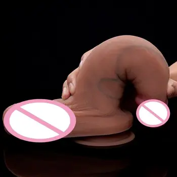 Новый двухслойный жидкий силиконовый фаллоимитатор, мягкая секс-игрушка для женской мастурбации, толстая имитация оргазма при мастурбации, секс-игрушка для пениса