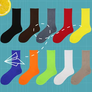 Носки, мужские летние хлопчатобумажные носки, женские носки средней длины, черные весенне-белые носки, мужские спортивные носки, носки для пар