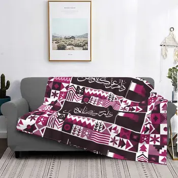 Одеяло с Флагом Катара и традиционным дизайном, Флисовые Легкие Пледы для постельного белья, коврик для дивана
