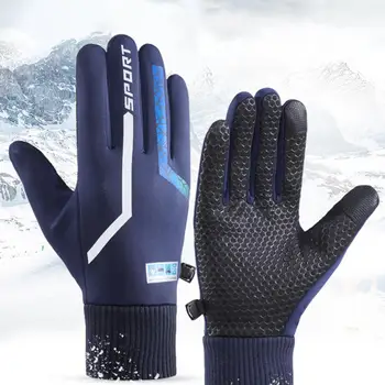 Перчатки для катания на лыжах, 1 пара модных мотоциклетных перчаток с флисовой подкладкой для катания на лыжах