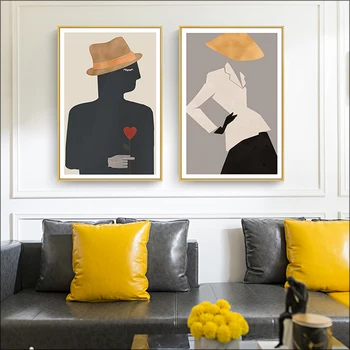 Плакат с абстрактным персонажем картина на холсте со шляпой любовника печать картины настенная роспись коридора украшение стены плакат