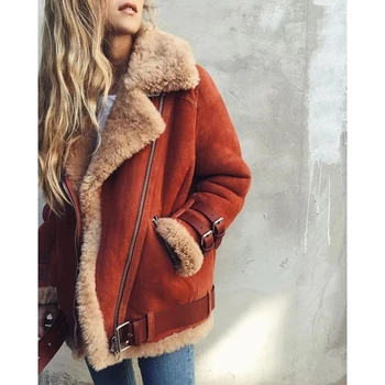 Плотное шерстяное теплое пальто, женская осенне-зимняя тонкая куртка из искусственной кожи, Модная одежда для женщин, Куртки, повседневная уличная одежда