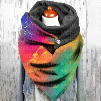 Повседневный шарф и шаль с 3D принтом Градиентной радуги для женщин, теплый и удобный шарф 01