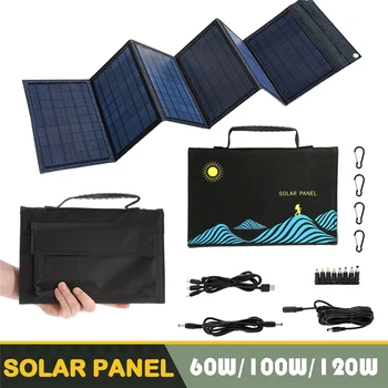 Портативная складная сумка на солнечной батарее мощностью 60 Вт/100 Вт, выход USB + DC, солнечное зарядное устройство, Наружный источник питания для мобильного телефона, генератор энергии