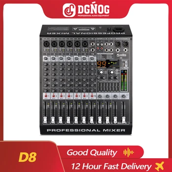 Профессиональный аудиомикшер DGNOG D8 8-канальный Аудиомикшер 99 DSP 48V Bluetooth USB для DJ-микшера, студии звукозаписи, Караоке