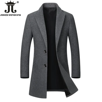 Размер Eur S-3XL, осенне-зимнее шерстяное пальто, Мужская тонкая теплая шерстяная куртка средней длины, Мужские пальто, Черный, Серый, красный