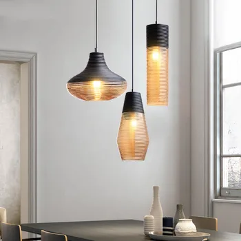 Ретро промышленный стеклянный подвесной светильник Nordic Amber Ресторанное подвесное освещение Современный простой креативный художественный светильник Suspendu Lamp