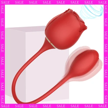 розовая вибраторная игрушка 2 в 1, сосок, присоска для клитора, точка G, стимулятор клитора, сосущие вибраторы, секс-игрушки для Женщин, роза с дилдо UYO