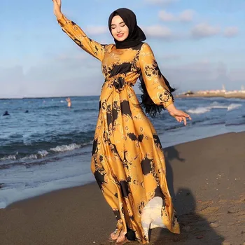 Роскошные вечерние платья с этнической вышивкой, приталенное классическое мусульманское Марокканское платье макси 2023, женское мусульманское платье макси с модным принтом