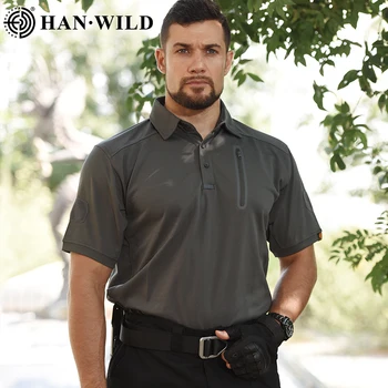 Рубашка поло HAN WILD, мужская спортивная рубашка с коротким рукавом, футболка для гольфа, теннисная футболка, футболка для кемпинга, Охотничья походная тактическая футболка с отворотом