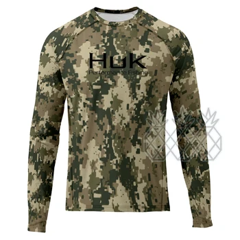 Рубашки для рыбалки HUK, Летние мужские футболки для рыбалки с длинным рукавом, Camisa De Pesca, рубашка для рыбалки с защитой от ультрафиолета, одежда для выступлений