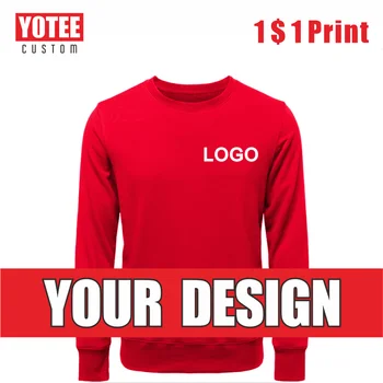 Свитер с круглым вырезом YOTEE, Хлопковый Повседневный свитер с логотипом на заказ, Персональный логотип группы вышивки, Свитер с круглым вырезом на заказ