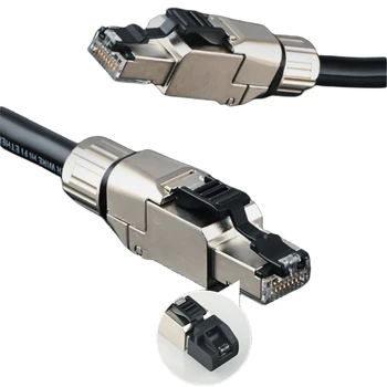 Сетевой кабель CAT 8 из чистого Серебра Hifi Ethernet 10 Гигабитная сеть 40 Гбит/с 2000 МГц Кристалл с поворотом Штекера на 90 градусов