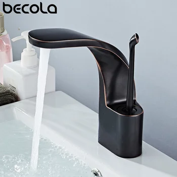 Смесители для раковины Becola, черные/золотистые / хромированные креативные смесители, Матовые смесители для ванной комнаты, смеситель для раковины на бортике