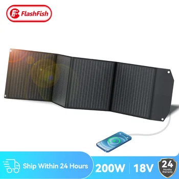 Солнечная панель Flashfish 200 Вт 18 В, Портативное солнечное зарядное устройство, Складной солнечный источник питания для кемпинга, телефонов, планшетов, поездок на фургоне