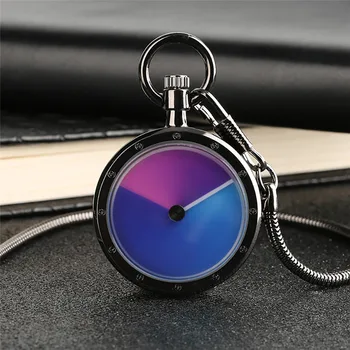 Специальный поворотный циферблат, смешанный цветной дизайн, часы с открытым циферблатом, кварцевый механизм, карманные часы для женщин, мужчин с подвесной цепочкой Reloj