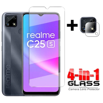 Стекло 4-в-1 на Realme C25s Полноклеевое Закаленное Стекло Для Oppo Realme C25 s HD Clear Screen Protector Realme C25s Camera Glass