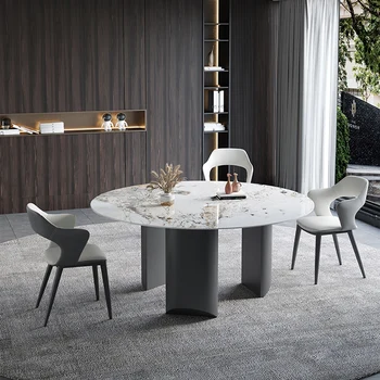 Стол для круглых столов высокого класса, Новый Яркий Грифельный современный Минималистичный стол на 10 персон, Ресторанная мебель для зала GY50CZ