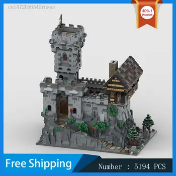 Строительный блок MOC, Средневековый замок, модульная модель, серия Street View, Игрушки для сборки кирпичей, Рождественские подарки, подарок на день рождения