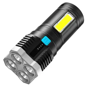 Яркий фонарик для путешествий, сильный свет, USB-фонарик дальнего действия, тактический фонарь, светодиодная лампа с боковыми прожекторами